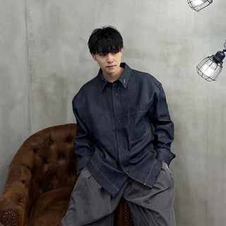 Non-washed denim shirt jacket