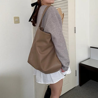 Vegan Leather Basic Shoulder Bag