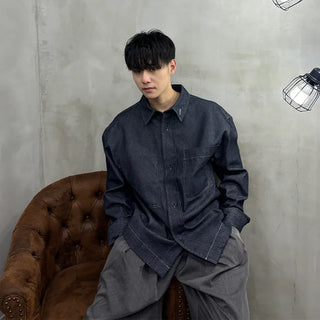 Non-washed denim shirt jacket