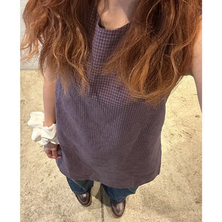 Checked mini sleeveless dress