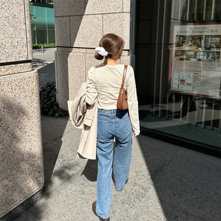 Dot Puff Slim Long T-Shirt