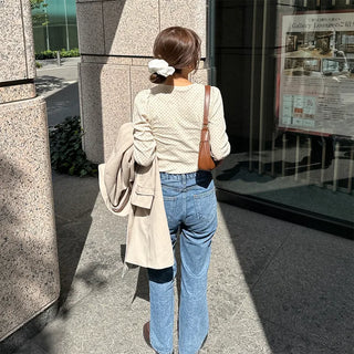 Dot Puff Slim Long T-Shirt