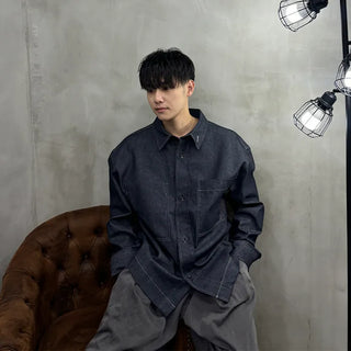 Non-washed denim shirt jacket