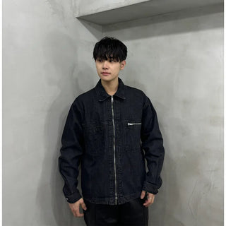 Pocket Zipper Denim Jacket