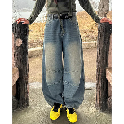 (Unisex) Knee-point pintuck wide-leg pants