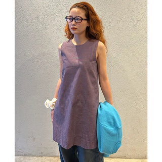 Checked mini sleeveless dress