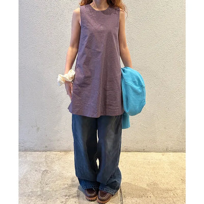 Checked mini sleeveless dress