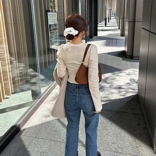 Dot Puff Slim Long T-Shirt