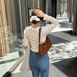 Dot Puff Slim Long T-Shirt
