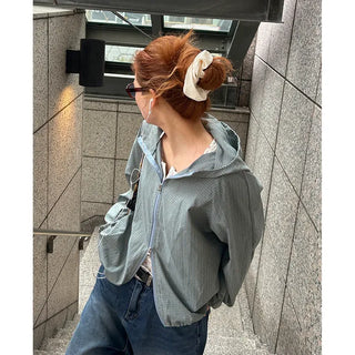 Checked windbreaker jacket
