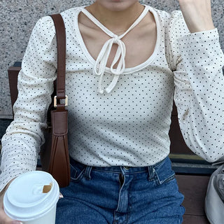 Dot Puff Slim Long T-Shirt