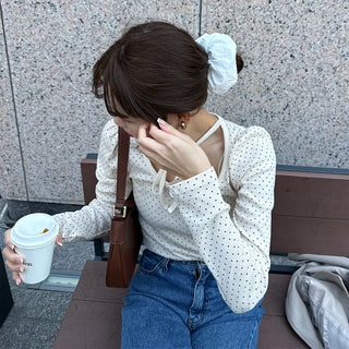 Dot Puff Slim Long T-Shirt