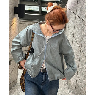 Checked windbreaker jacket