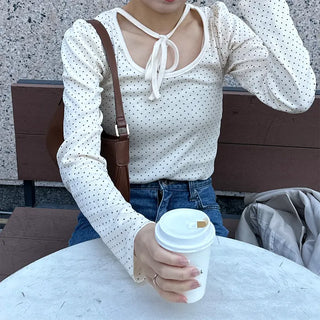 Dot Puff Slim Long T-Shirt