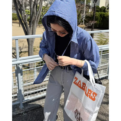 Checked hooded parka
