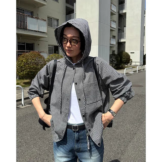 Checked hooded parka
