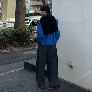 Twill two-pleat volume slacks