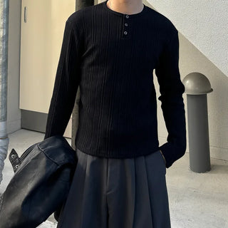 Ribbed Henley Neck Knit