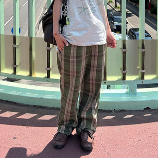 Loose-fit banding check pants