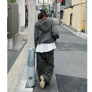 (Unisex) Check Hooded Parka