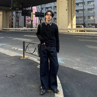 (Unisex) Semi-balloon non-washed denim