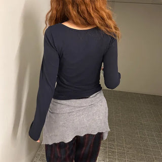 Ribbed long-sleeve T-shirt