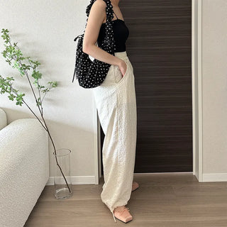 Flower Jacquard Banding Pants