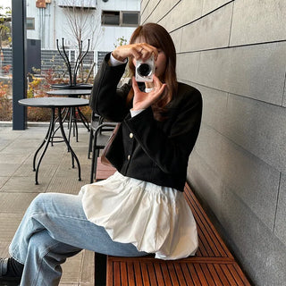Cropped collarless jacket