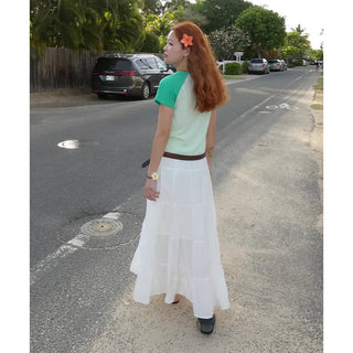 Lace tiered long skirt