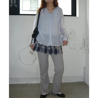Checked frill wrap skirt