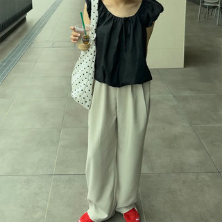 Shirred puff ribbon blouse