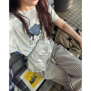 Striped string wide pants