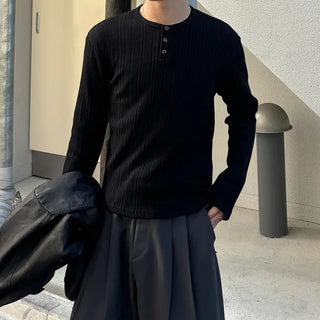 Ribbed Henley Neck Knit