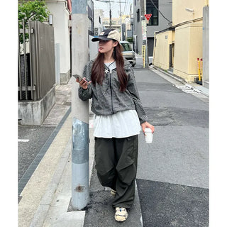 (Unisex) Check Hooded Parka