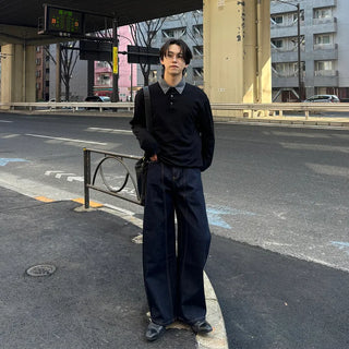 (Unisex) Semi-balloon non-washed denim