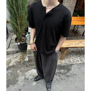 Henley neck cut and sew