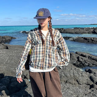 (Unisex) Cotton Check Windbreaker