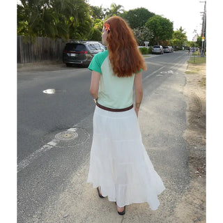 Lace tiered long skirt