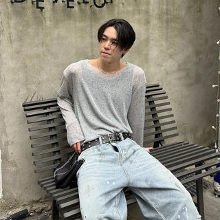 Boat neck knit t-shirt