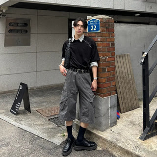 Washed cargo Bermuda shorts