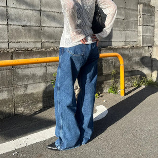 Wide denim pants