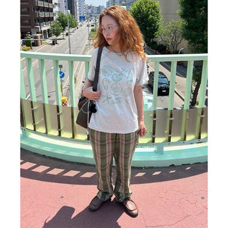 Loose-fit banding check pants