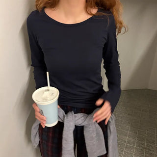Ribbed long-sleeve T-shirt