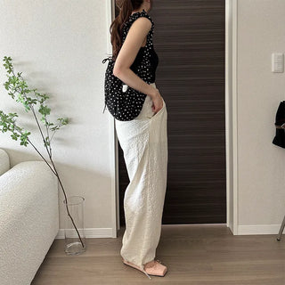 Flower Jacquard Banding Pants