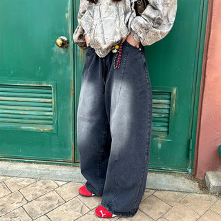 (Unisex) Washed Banded Denim Pants