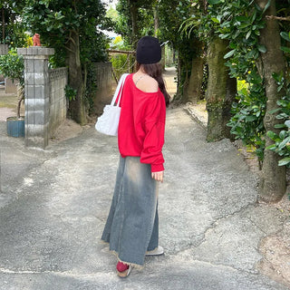 Maxi denim skirt