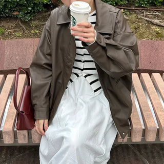 Oversized eco-leather jacket