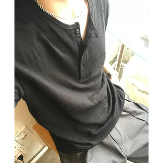 Henley neck cut and sew