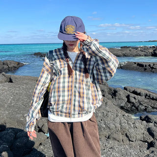 (Unisex) Cotton Check Windbreaker