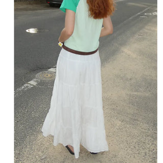 Lace tiered long skirt